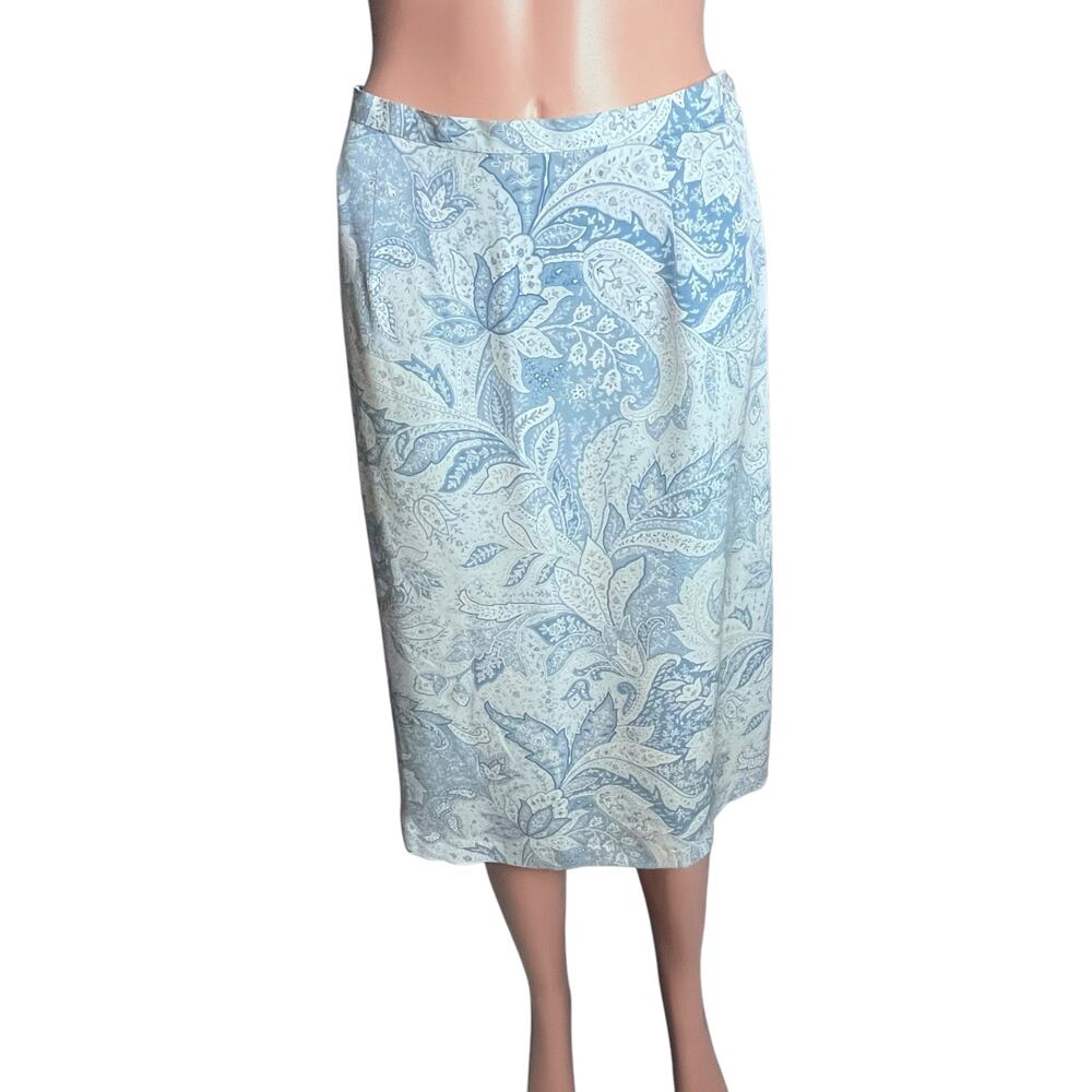 Talbots Petites Floral Silk Skirt 6 Career Date Night Quiet Luxury Preppy Luxe